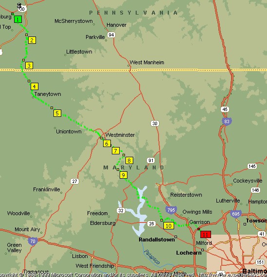 Gettysburg to Baltimore